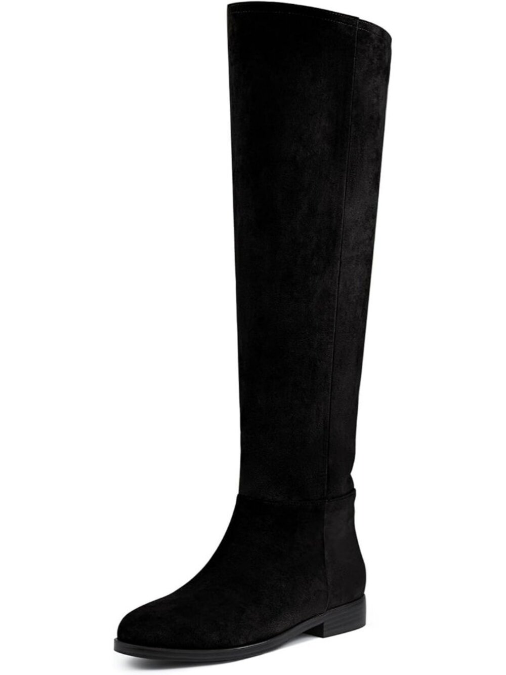 Women's Black Suede 3-Way Convertible Fold Over Slouchy Knee High Boots